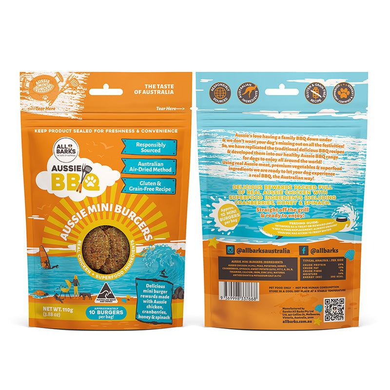 Australian Chicken Dog Treats - Aussie Mini Burgers - All Barks