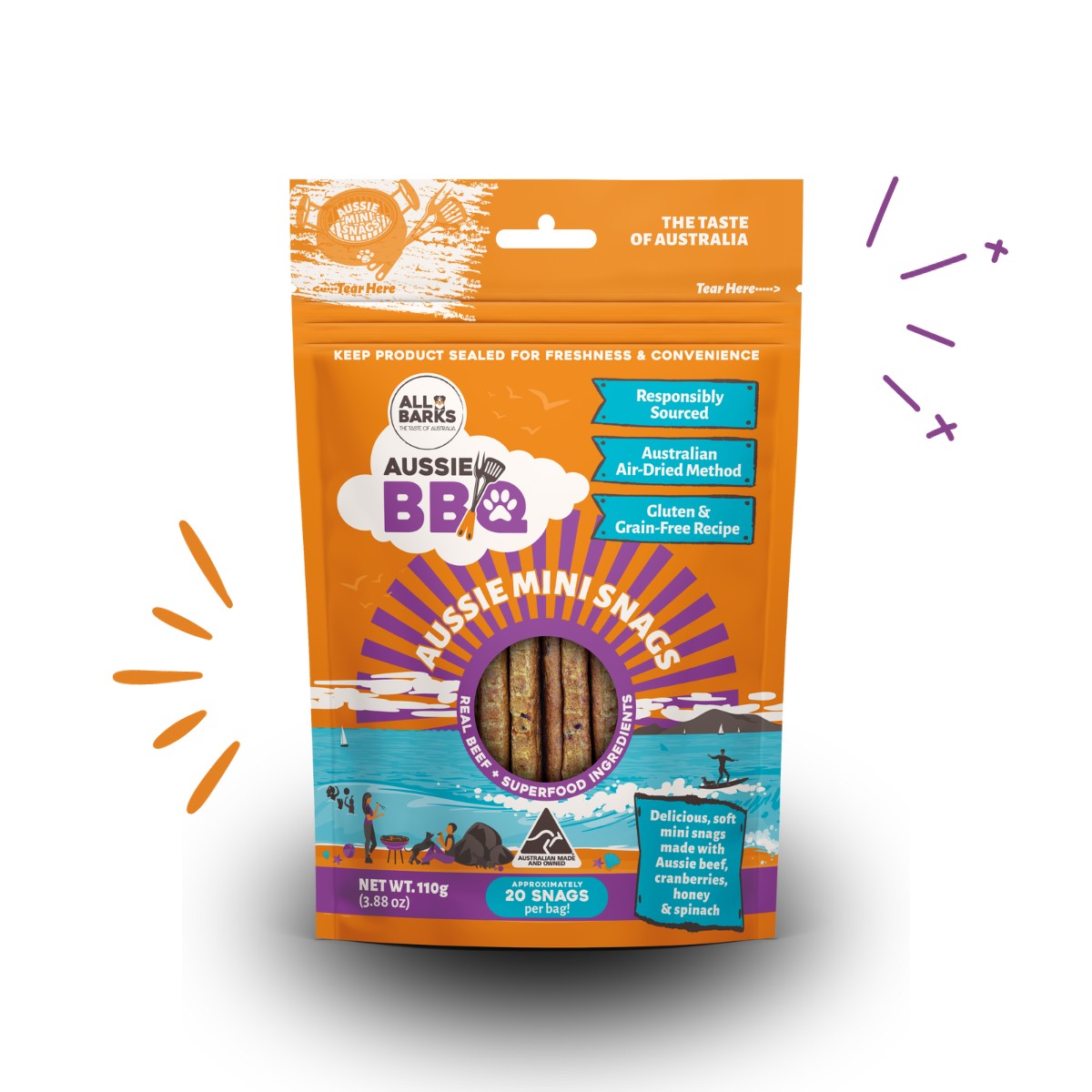 Aussie Mini Snags - Aussie BBQ Range - 3 Pack Bundle - All Barks